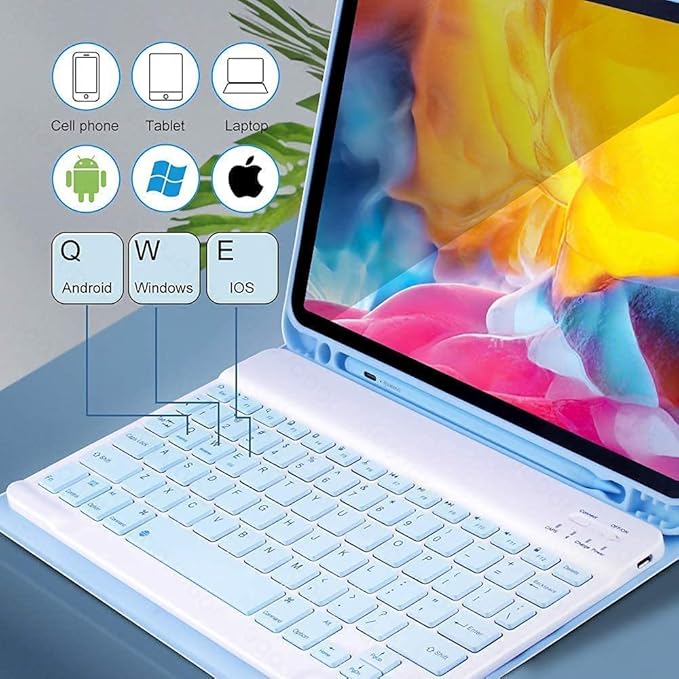 AnMengXinLing Lovely Keyboard Case for iPad 9th/8th/7th Generation with Mouse,Case for iPad9 iPad8 iPad7 10.2 inch with Pencil Holder and Deatachable Keyboard Mouse, New Pink