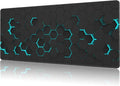Mouse Pad Large Abstract Hexagonal Neon Non-Slip Game Desk Mat with Stitched Edge Laptop Keyboard Desk Pad for Work Home Gaming (35.4 x 15.7 Inches)