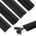 Floor Cable Cover 10Ft 2Pcs Heavy Duty PVC Cable Protector Electric Cord Hider Management Strip Extension Cord Covers Raceway for Wires Inner Channel 1.36" W x 0.43" H - Black