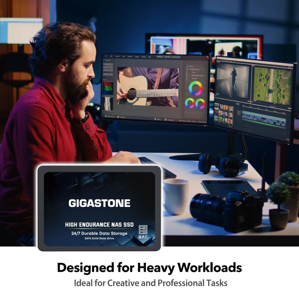 Gigastone 【NAS Certified】 1TB High Endurance SSD (8-Pack) Up to 550MB/s TLC Flash with SLC Caching 24/7 Reliable for Gaming/PC/NAS SSD 5-Year Warranty 2.5" SATA Internal Solid State Drives RAID Disk
