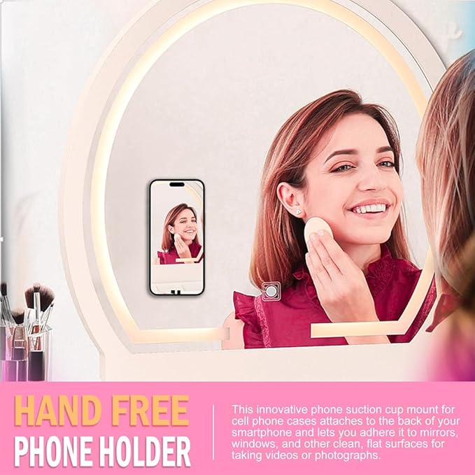 Silicone Suction Phone Holder, Adhesive Phone Accessory for iPhone & Android, Hands-Free Mirror Shower Holder, TikTok Videos & Selfies (Orange, Single Sided)