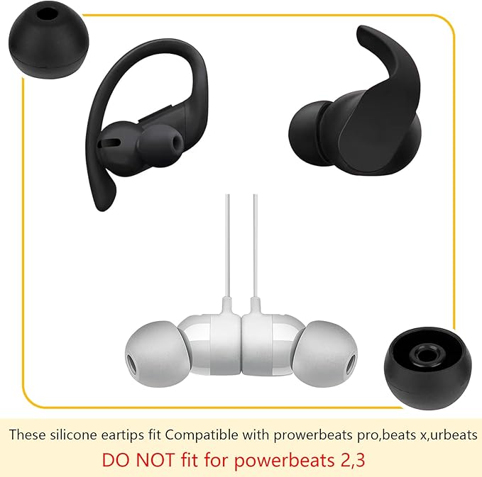 Silicone Replacement Earbud Tips Ear Tips Compatible with Powerbeats Pro Beats Wireless Earphone Headphone Earbud Rubber Tips 4 Pairs