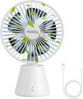 Miady USB Desk Fan, Upgraded 5000mAh Portable Desktop Fan 135°Auto-Oscillating 3 Speeds Mini Cooling Personal Table Fan for Home Office Travel Camping Outdoor