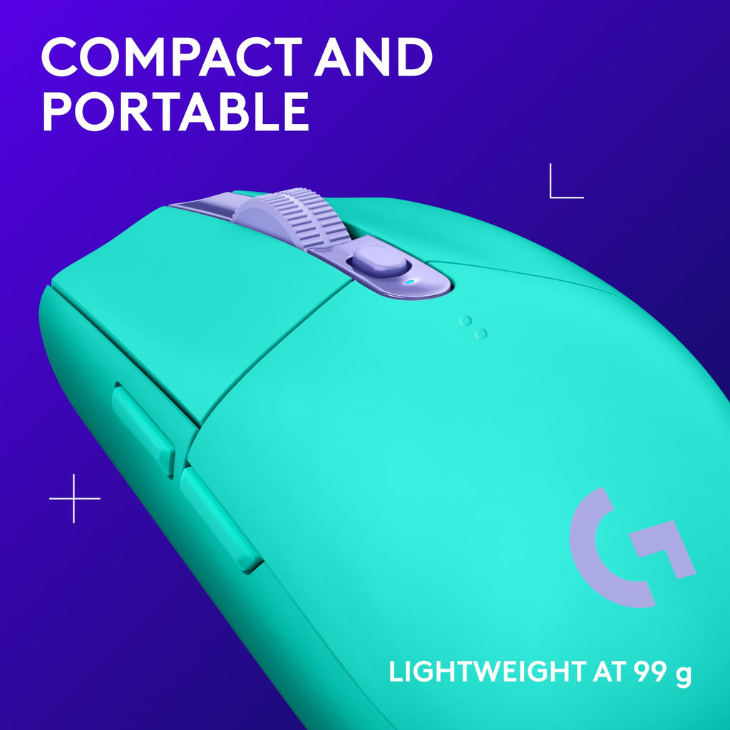 Logitech G305 Lightspeed Wireless Gaming Mouse, Hero Sensor, 12,000 DPI, Lightweight, 6 Programmable Buttons, 250h Battery, On-Board Memory, Compatible with PC, Mac - Mint