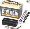 Power Queen 12.8V 100Ah LiFePO4 Battery with 14.6V 20A LiFePO4 Battery Charger; Built-in 100A BMS, Fast and Fully Charged, 4000+ Cycles, Perfect for RV, Trailer, Camping, Solar System
