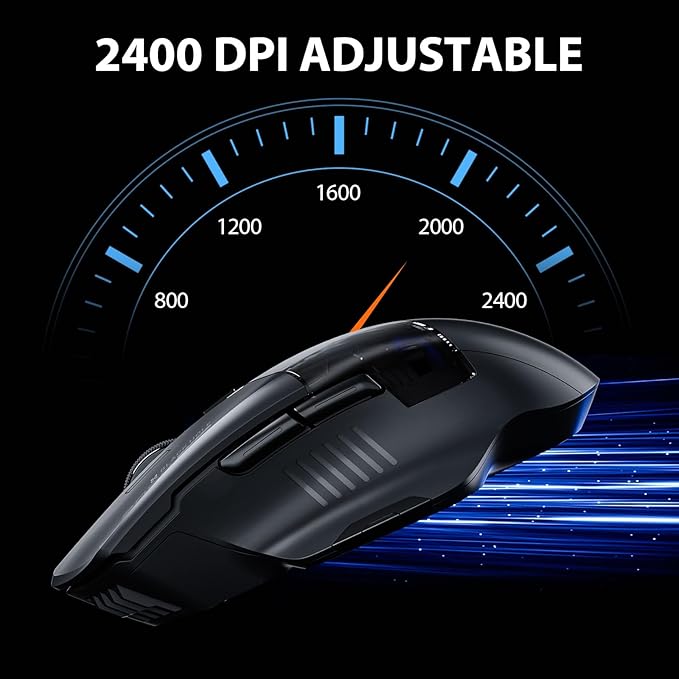 INPHIC A9 Explorer Wireless Mouse for Laptop, 2.4G/Bluetooth 5.0, RGB Lighting, 2400 DPI, Visible Battery, Type-C Charging