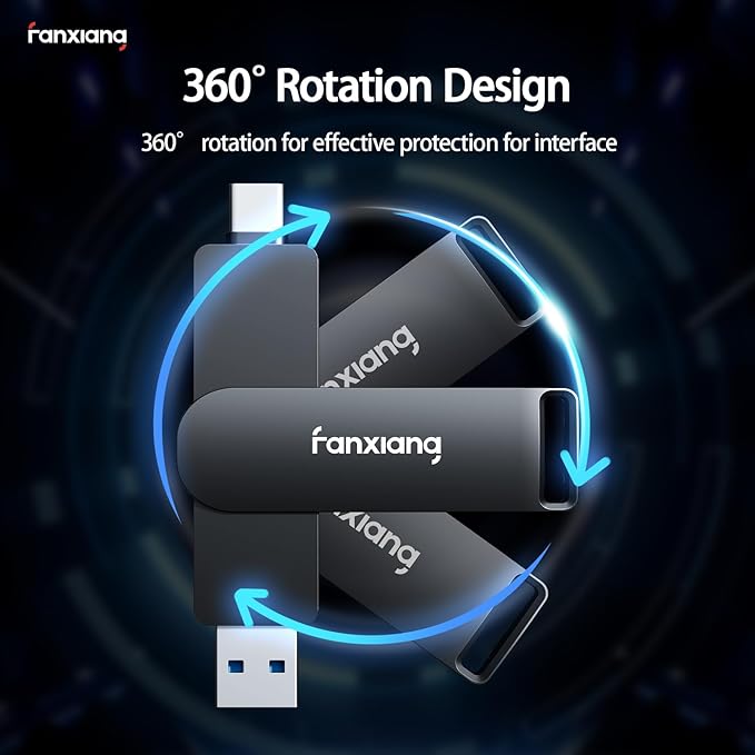 1TB External SSD USB Flash Drive Up to 2000MB/s USB 3.2 Gen2, 2-in-1 Dual USB Drive Type-C, Memory Stick Solid State Thumb Drive for iPhone 15/16 Pro/Android/Windows/MacPC/Laptops