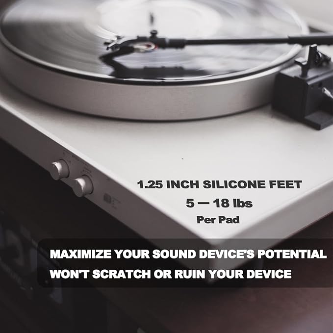 1.25" Silicone Hemisphere Bumpers Isolation Feet Rubber Non-Skid Speaker Pads with Adhesive Record Player Isolation Pads for Small Speaker Spikes,Turntable,Amplifiers, Subwoofer,Monitors,Decks 8 pcs