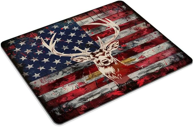Square Mouse Pad Colorful Deer and National Flag-1,Gaming Mouse Pads for Desk,Soft Computer Waterproof Non-Slip Mouse Mat