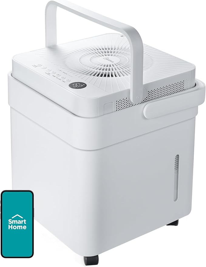 Midea Cube 35 Pint Dehumidifier for Basement and Rooms at Home for up to 3,500 Sq. Ft., Smart Control, Compatible with Alexa (White), Drain Hose Included, ENERGY STAR Most Efficient 2023