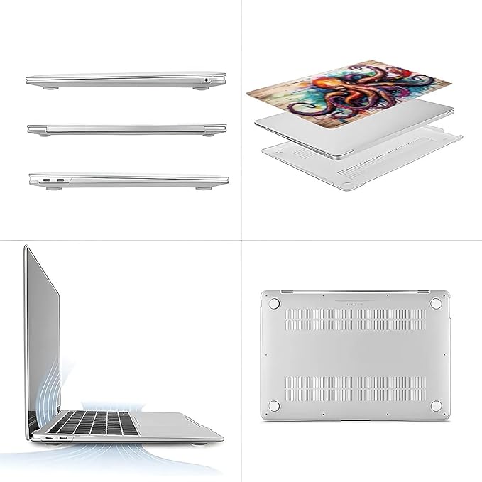 Compatible with MacBook Air 13.3 13.6 Inch Case 2022 2021 2020 2019 Plastic Hard Shell Case Cover,13.6 Air (A2681) M2 2022, Octopus