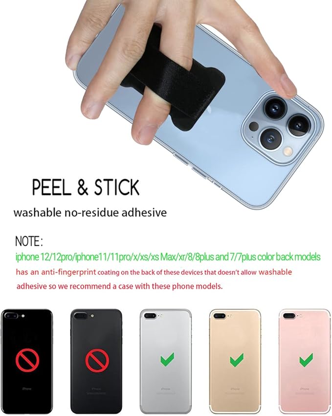 Universal Phone Grip for Smartphones - Phone Holder for Hand for Back of Phone -Wireless Charging Compatible (Gold) - 2Pack
