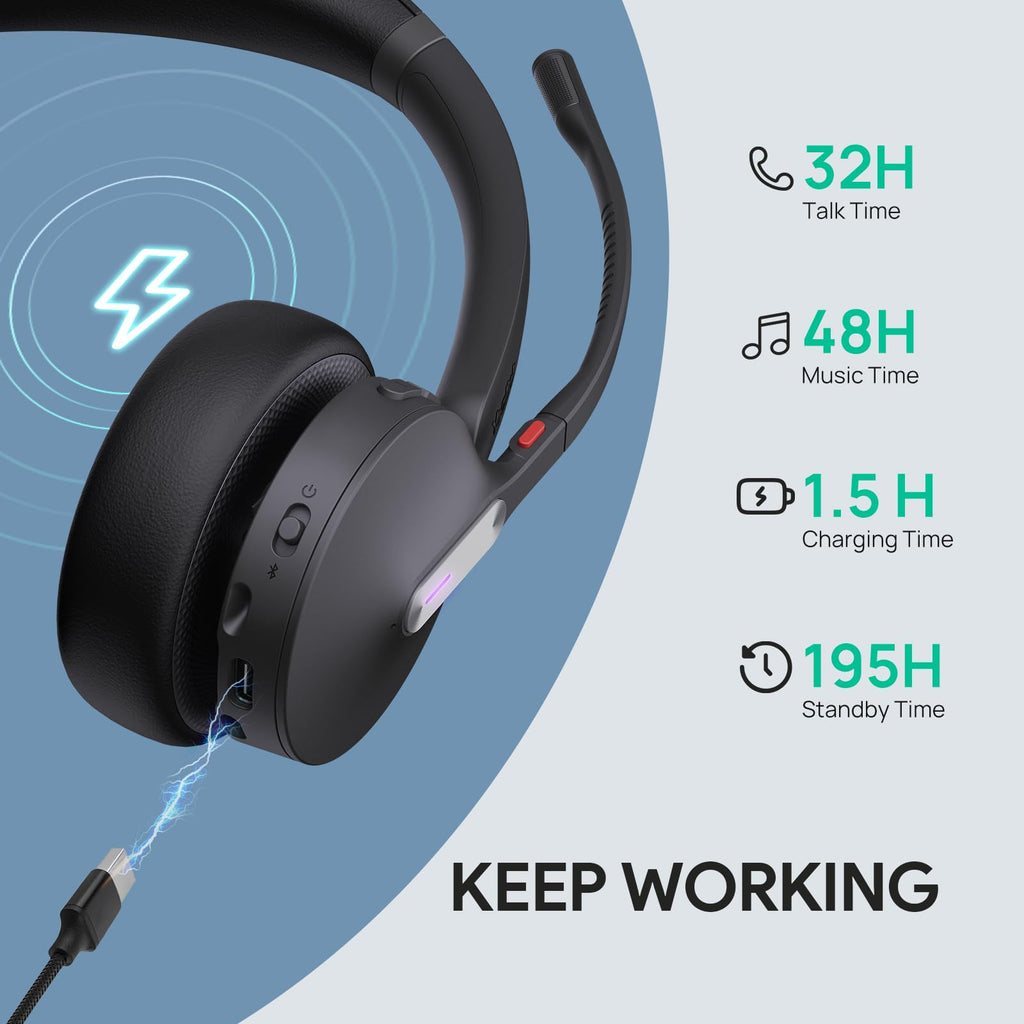 Yealink WH64 Hybrid Dual DECT Bluetooth Headset, Teams & Zoom Certified