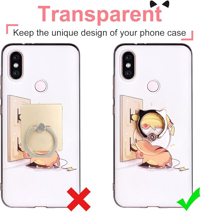 Cat Phone Ring Holder - EI Sonador Clear Cell Phone Ring Holder Transparent Stand Finger Grip (2 Gold Cat)