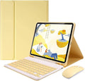 AnMengXinLing Keyboard Case for iPad 11th(A16)/iPad 10th Generation 2022 with Mouse Detachable Wireless Bluetooth Keyboard Pencil Holder Slim Leather Cover for iPad11/iPad10, Yellow