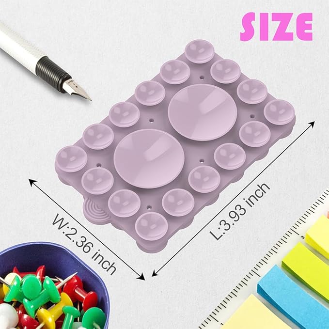 Silicone Suction Phone Holder Mount,Silicon Adhesive Phone Accessory for iPhone and Android, Hands-Free Mirror Shower Phone Holder,TikTok Videos and Selfies (Violet 2Pack, Double Sided)