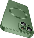 Magnetic for iPhone 13 Case [Compatible with MagSafe][Built-in Camera Lens Protector] Slim Soft Silicone Bumper Shockproof Metallic Luster Phone Case (Green)
