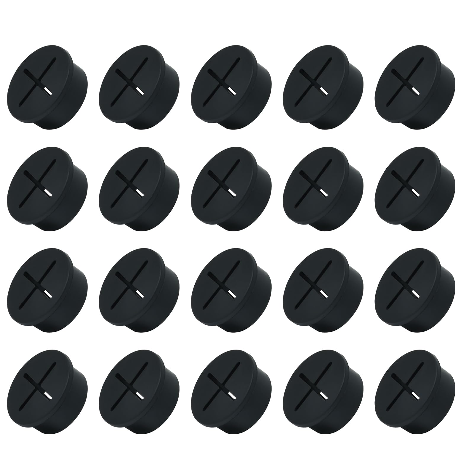 EASYEAH 20Pcs Desk Grommet, 1" (25mm) Black Silicone Cord Hole Cover