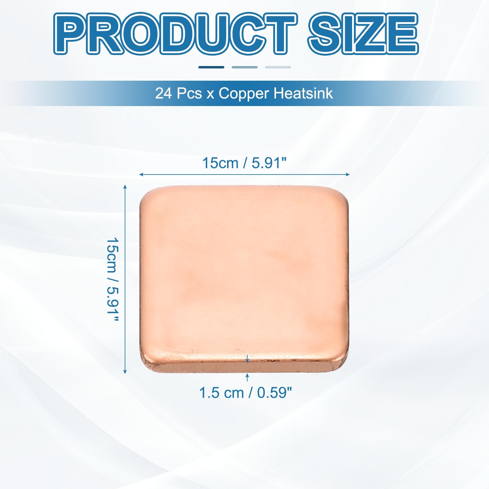 PATIKIL Copper Heatsink Pad Shims, 24 Pcs 15x15x1.5mm Copper Pad Shim IC Chipset GPU CPU Thermal Heatsink for Cooling Laptop Desktop Computer