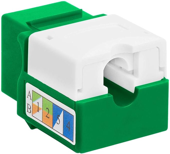 Cmple - 10 Pack Cat6 Keystone Jack Insert Punch Down RJ45 Connectors RJ45 Keystone Jack 90 Degree Female for Wall Plates, Patch Panels, Patch Cables, Ethernet Cables - Green