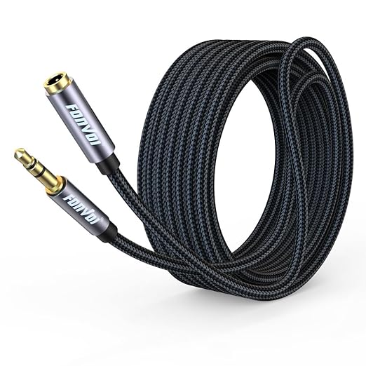 FONVOi15FT 3.5mm Aux Jack Audio Extension Cable,Male to Female,TRS Headphone Extension Cable Compatible with Heaphone, MP3 Players iPhone iPad Tablets Media Player