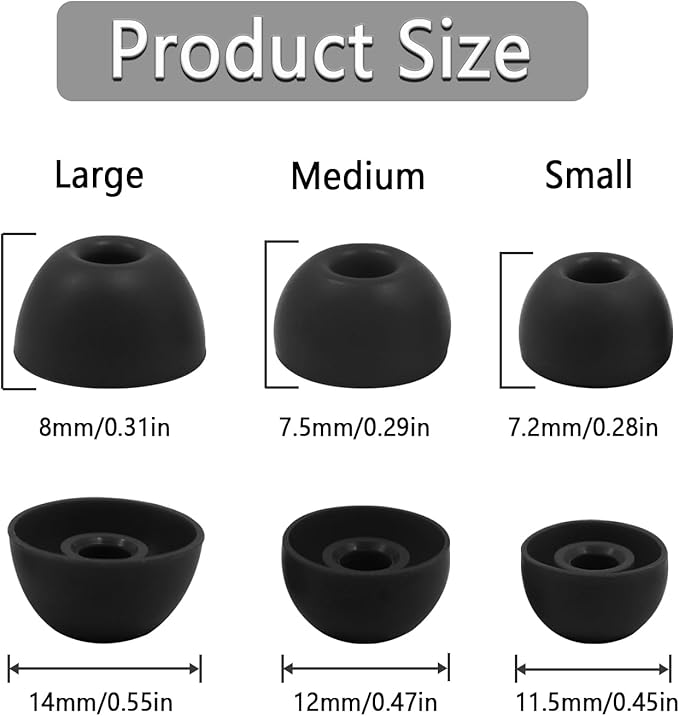 Replacement Silicone Ear Tips for Beats Fit Pro/Studio Buds/Studio Buds+ Headphone, 6 Pairs Earbuds Eartips L/M/S, Eargels Set Fit in Case, Earplug Ear Cap (Black with Pen)