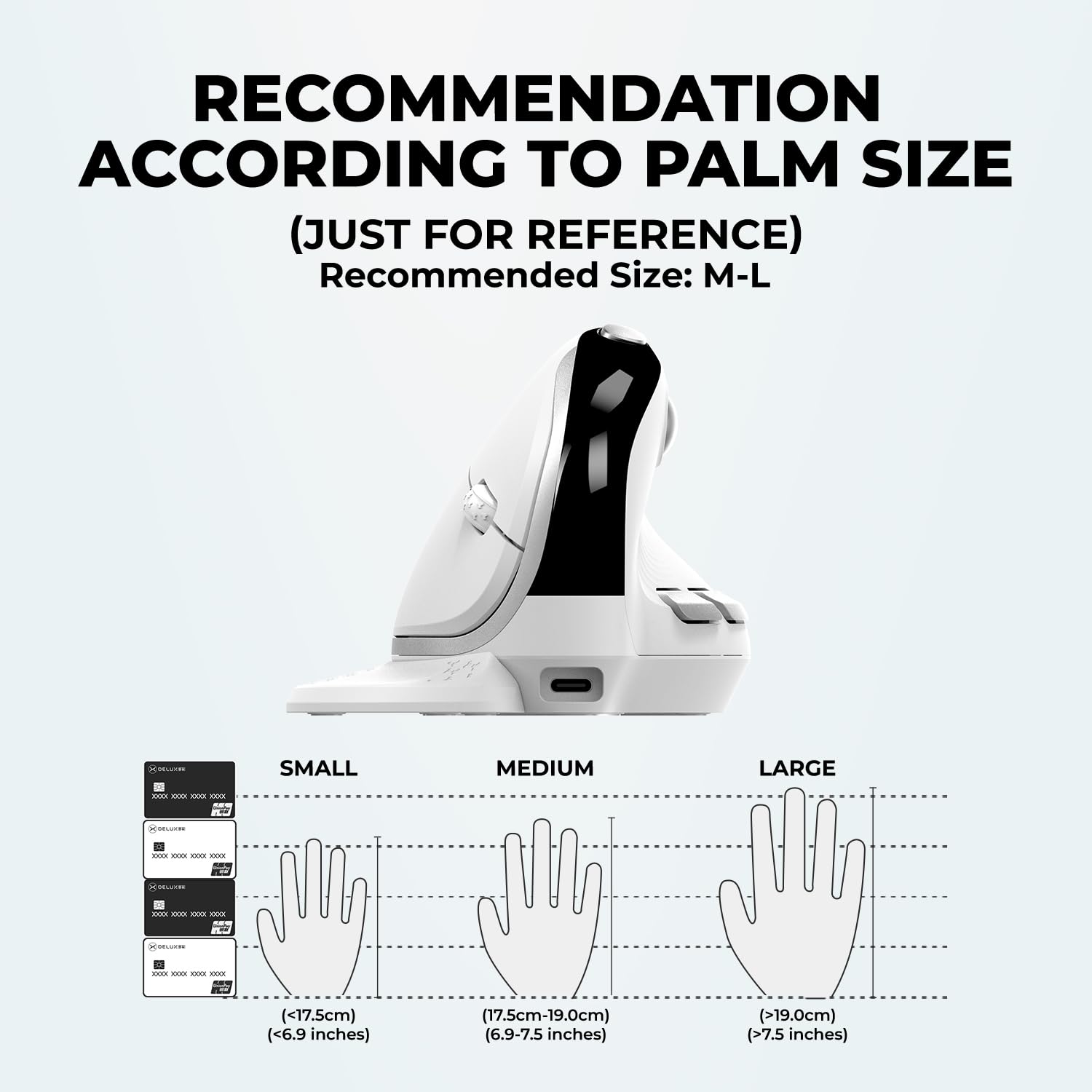 DELUX Seeker Ergonomic Vertical Wireless Mouse with OLED Screen (M618XSD)