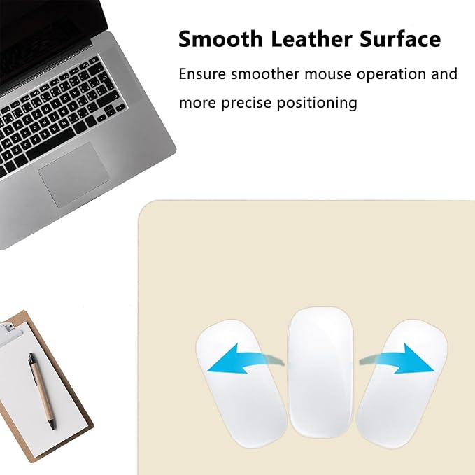 PU Leather Desk Pad Protector Gaming Mouse Pad Non Slip Desk Mat for Keyboard and Mouse Waterproof Desk Writing Pad for Office and Home Desk Accessories(Beige, 47.2 * 17.7)