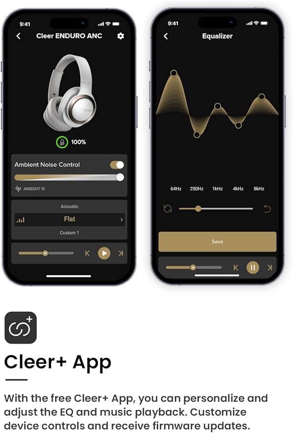 Cleer Audio Enduro ANC Noise Canceling Headphones, Bluetooth Multipoint Connection, Over-The-Ear Design with Mic, Crystal Clear Hands-Free Calling, up to 60 Hours of Battery Life - Light Grey