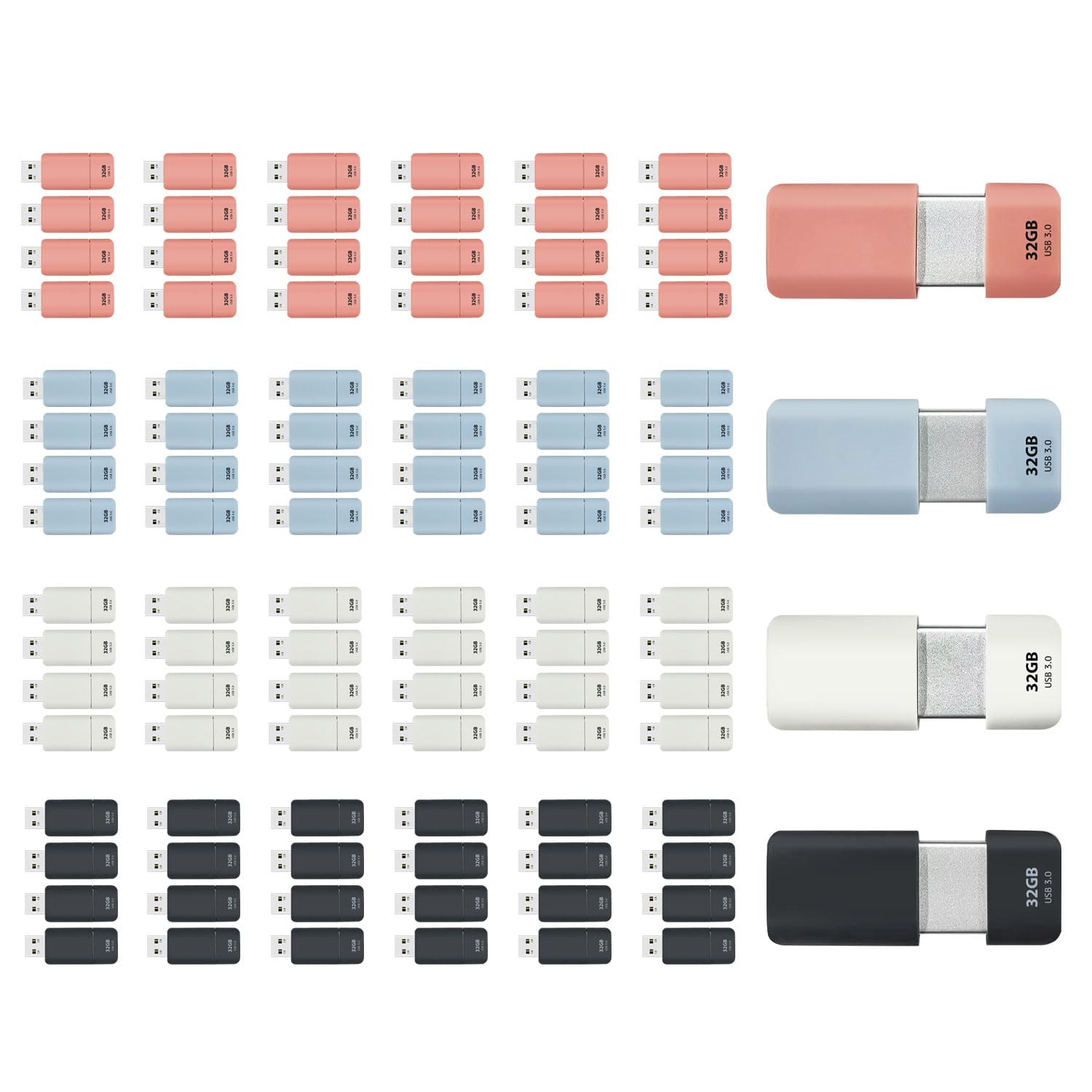 GIGASTONE 32GB Flash Drive (100 Pack) Z60NB USB 3.2 Gen 1, Ultra Fast, Retractable Capless Slider Design, Data Storage, Backup for PC/Mac/TV/Car Audio, USB 2.0/3.0/3.1 Compatible (Random Color)