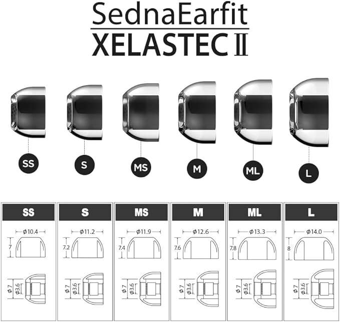 AZLA SednaEarfit XELASTEC 2 (MS) - Earbud Tips for Wireless Headphones - Noise Canceling Earbuds Replacement Tips - Eartips Compatible with Sony, Samsung, Beats, JLab, Skullcandy, Sennheiser