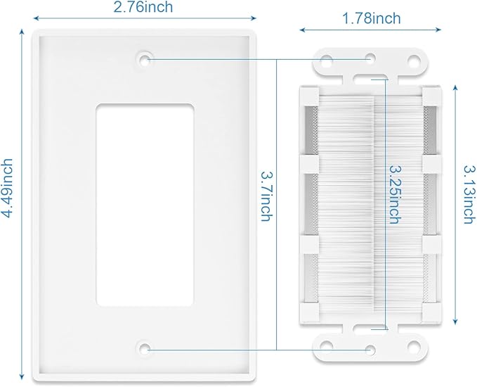 Iwillink Brush Wall Plate (10 Pack), Cable Pass Through Insert for Wires, Single Gang Cable Access Strap, Wall Socket for HDTV, Home Theater Systems