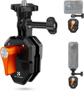 K&F Concept Motorcycle Windshield Clip Mount for GoPro Hero 13/12/11/10/9 Black, Aluminum Alloy Camera Clamp with 1/4” Adapter for DJI Osmo Action 3/4/5 Pro Insta360 X5/X4, Action Camera Accessories