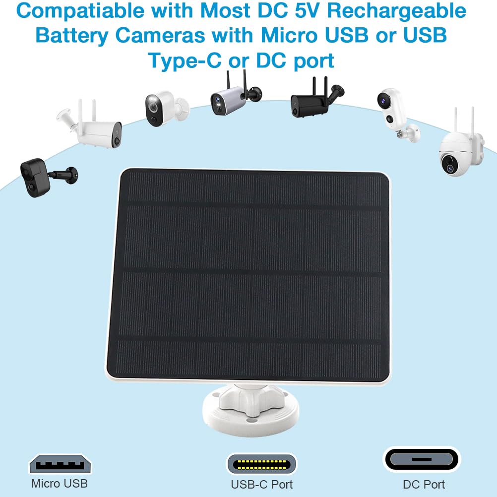 Solar Panel for Security Camera,5W USB Solar Panel for Cameras DC 5V
