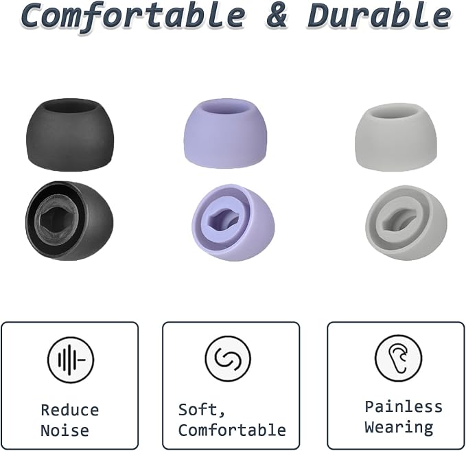 6 Pairs Replacement Eartips for Samsung Galaxy Buds Pro Headphones, Silicone Tips Earbuds Eartips Set, L/M/S Earplug Replacement Accessories (Silver, Without Pen)