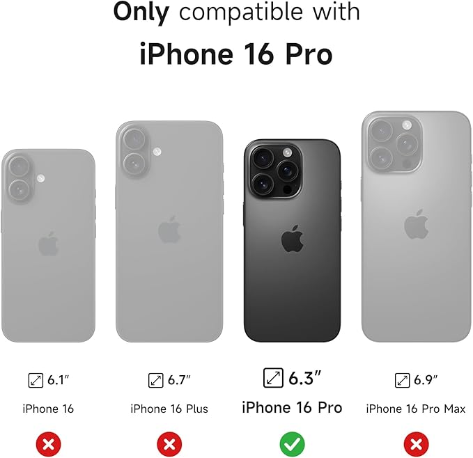 SURITCH for iPhone 16 Pro Case with Slide Camera Cover and Adjustable Kickstand, Compatible with MagSafe, Shockproof Bumper Case Slim Protective Cover for iPhone 16 Pro 6.3 Inch,Black