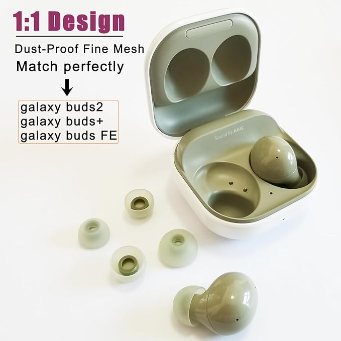 Silicone Earbuds Tips for Galaxy Buds 2 Filter Screen Replacement Ear Tips for Samsung Galaxy Buds+/Galaxy Buds PE Earbuds, 6 Pairs LMS Green