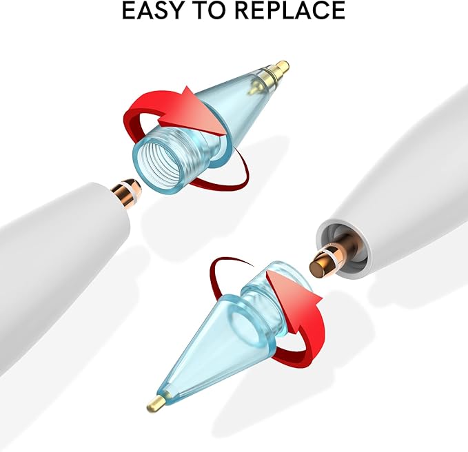 Delidigi 3 Pack Replacement Tips Compatible with Apple Pencil Pro/2nd Generation/1st Gen/USB C, Wear-Resistant iPencil Nibs Accessories Fine Point Precise Control Pen Like Tips