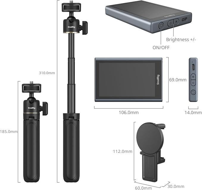 SmallRig Phone Vlog Selfie Monitor Screen for iPhone for Huawei for S24/S25, w/Magnetic Phone Holder Clip Mount & Wireless Remote, Sync Rear Camera for Selfie Vlog Live Stream Phone Filmmaking - 4851