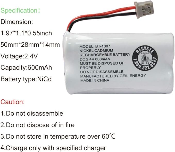 GEILIENERGY BT-1007 Cordless Phone Battery Compatible with Uniden BT1007 BT904 BT-904 BT1015 BT-1015 BBTY0651101 BBTY0460001 BBTY0510001 BBTY0624001 BBTY0700001 HHR-P506 HHR-P506A(3-Pack)
