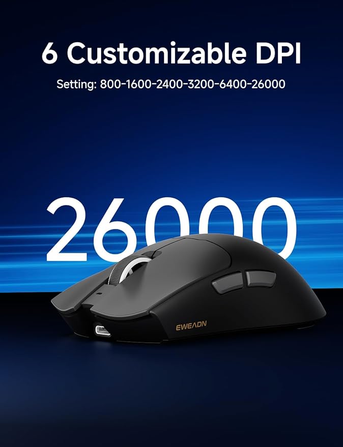 S9 Pro Wireless Gaming Mouse, 59G Ergonomic Computer Mouse, Triple Modes, 8K Polling, 26K DPI, PAW3395 Optical Sensor, Kailh Switch, 250h Battery Life, Programmable for PC/Win/Mac(Black)
