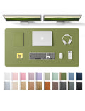YSAGi Leather Desk Protector, Office Mat, Large Mouse Mat, Non-Slip PU Leather Blotter, Laptop Desk, Waterproof Writing Pad for Office and Home (Green, 47.2" x 23.6")