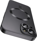 Magnetic for iPhone 14 Case [Compatible with MagSafe][Built-in Camera Lens Protector] Slim Soft Silicone Bumper Shockproof Metallic Luster Phone Case (Black)