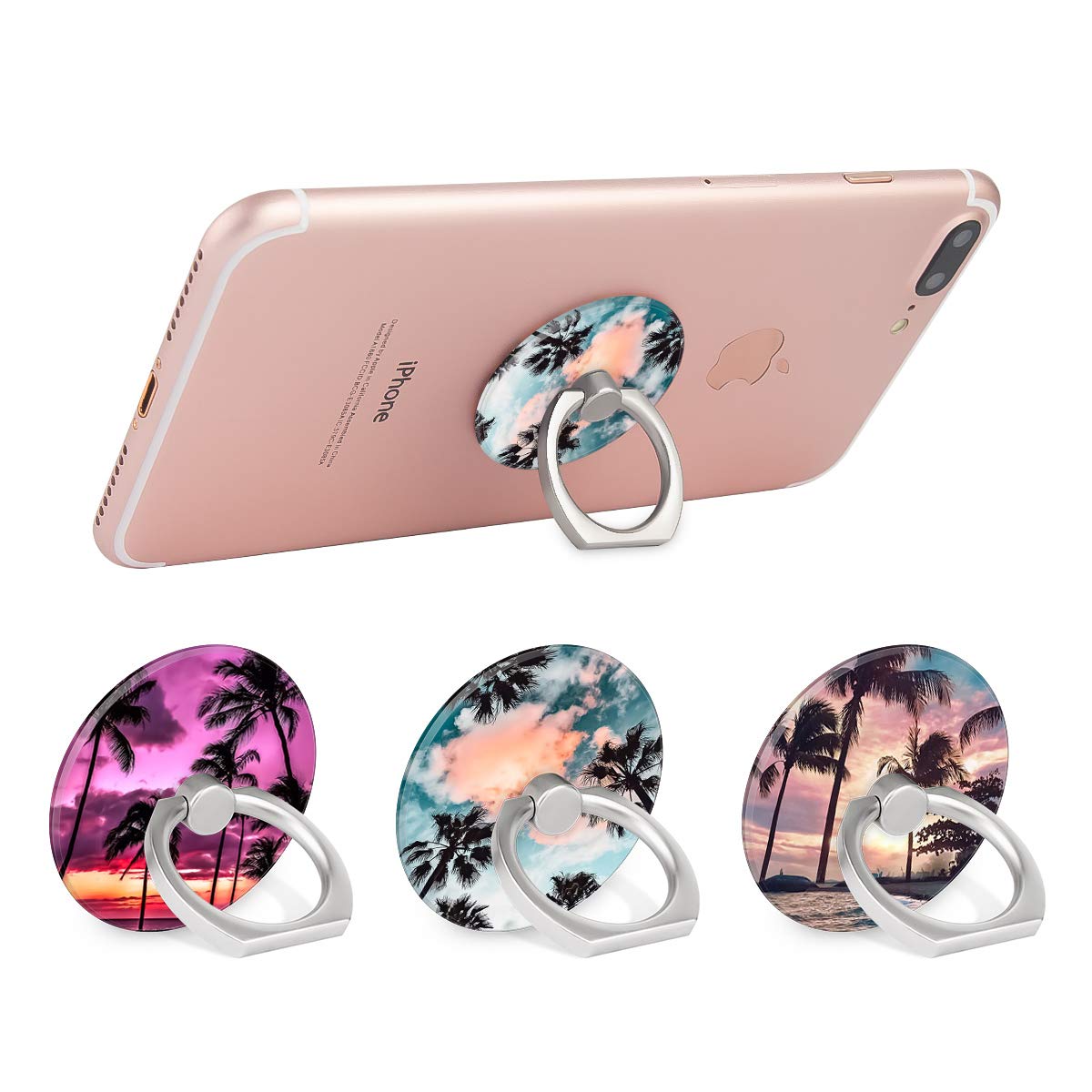 Bonoma Cell Phone Ring Holder Stand,3 Pack Sunset Beach Palm Tree