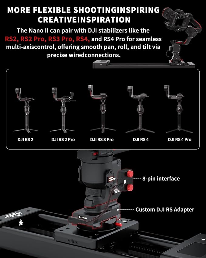 IFOOTAGE Shark Slider Nano II 660,Motorized Camera Slider,Compatible with DJI RS2, RS2Pro, RS3 Pro, RS4, RS4 Pro,Video Stabilizer Rail,Video,Timelapse,Panorama,Stop Motion,Marco,Max.Payload 15.4lbs