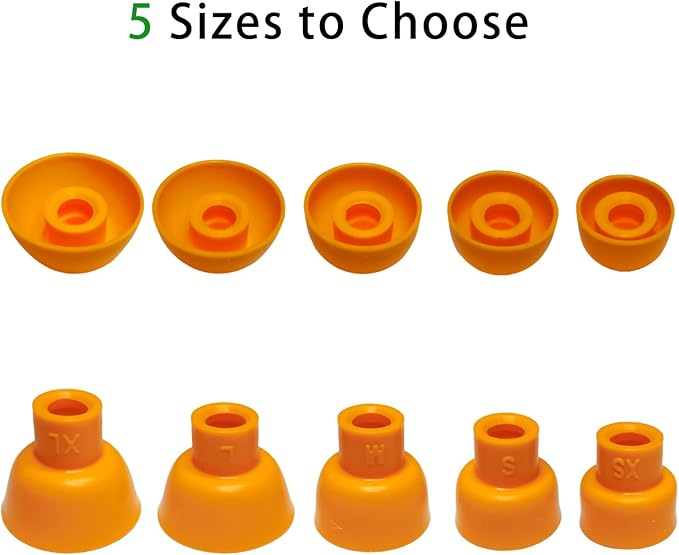 Silicone Earbuds Tips for Powerbeats Pro2 Replacement Ear Tips 10 Pairs XL/L/M/S/XS - Compatible with Beats Studio Buds/Beats Fit Pro/Solo Buds, Orange