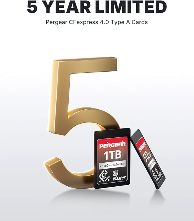 Pergear 256GB CFexpress 4.0 Type A Memory Card (2-Pack),Up to 1780MB/S Read Speeds,USB4.0(PCIe 4.0),Raw,8K 30P Record,Compatible for Sony Camera,ILME-FX3,ILME-FX6,ILME-FX30(Black Silver Master Series)