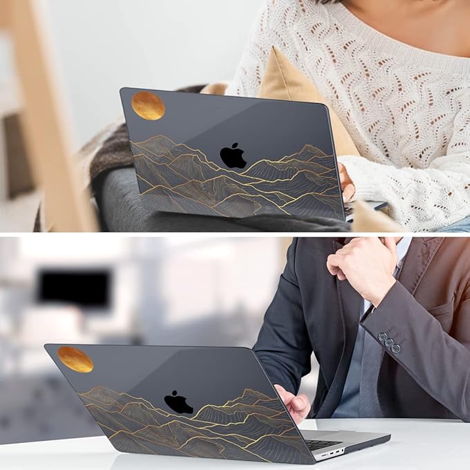 DONGKE for M4 MacBook Pro 16 Inch Case 2024 2023 2021 A3403 A3186 M3 A2991 M2 A2780 M1 A2485 Pro/Max Chip, Plastic Hard Shell Case & Keyboard Cover for Mac Pro 16 with Touch ID, Abstract Mountain