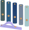 Phone Finger Holder Grip Handle Kickstand for iPhone Case, Mobile Phone Fin with Silicone Hand Band Strap, Silicone Cellphone Knob Loops for Back of Phone - 6 Pack Blue