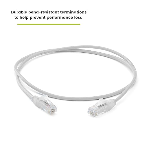 TRUECABLE Cat6 Component Rated Patch Cable, Unshielded (U/UTP), 2ft, White, 28AWG Solid Copper, Snagless 10G High-Speed Ethernet Cable, PoE++ 4PPoE 100W, UL Listed, RoHS-3, 1 Pack